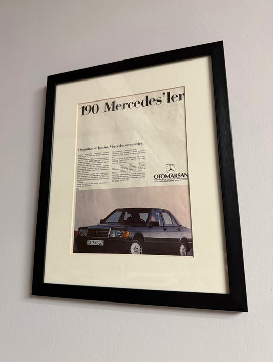 Mercedes W201 - 190 Mercedes'ler. Orijinal Türkiye Dönem Reklamıdır (Sonradan Baskı Değildir)