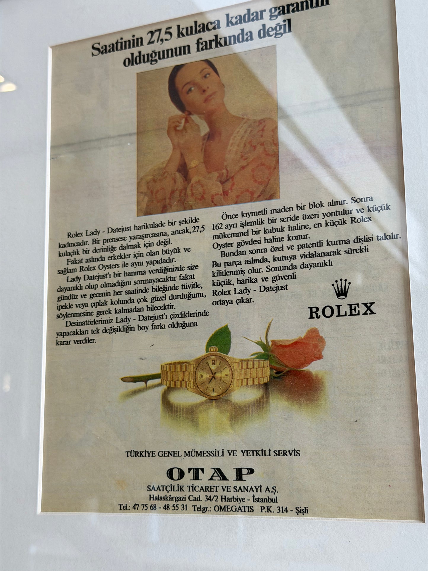 Rolex-Otap Oyster Kasa OTAP. Orijinal Türkiye Dönem Reklamıdır (Sonradan Baskı Değildir)