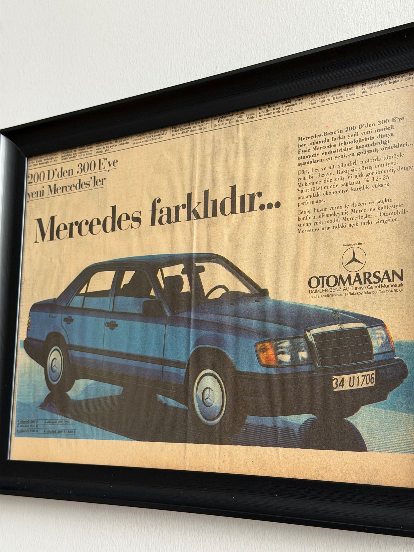 Mercedes Otomarsan Mercedes Farklıdır.. Vintage Gazete Reklamı