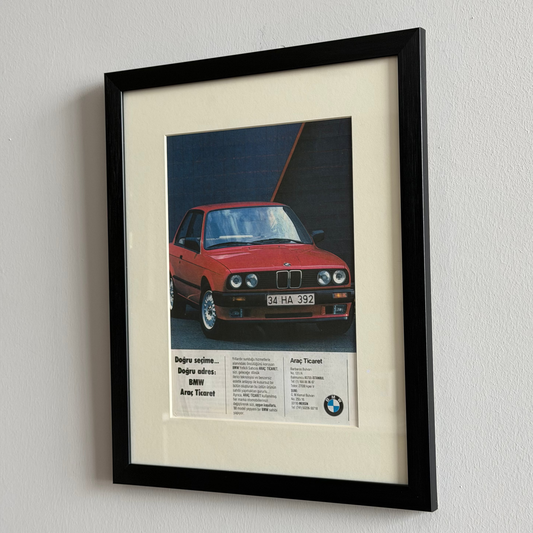 BMW E30 Türkiye Otomotiv Hafızasından. Orijinal Dönem Reklamıdır (Sonradan Baskı Değildir)