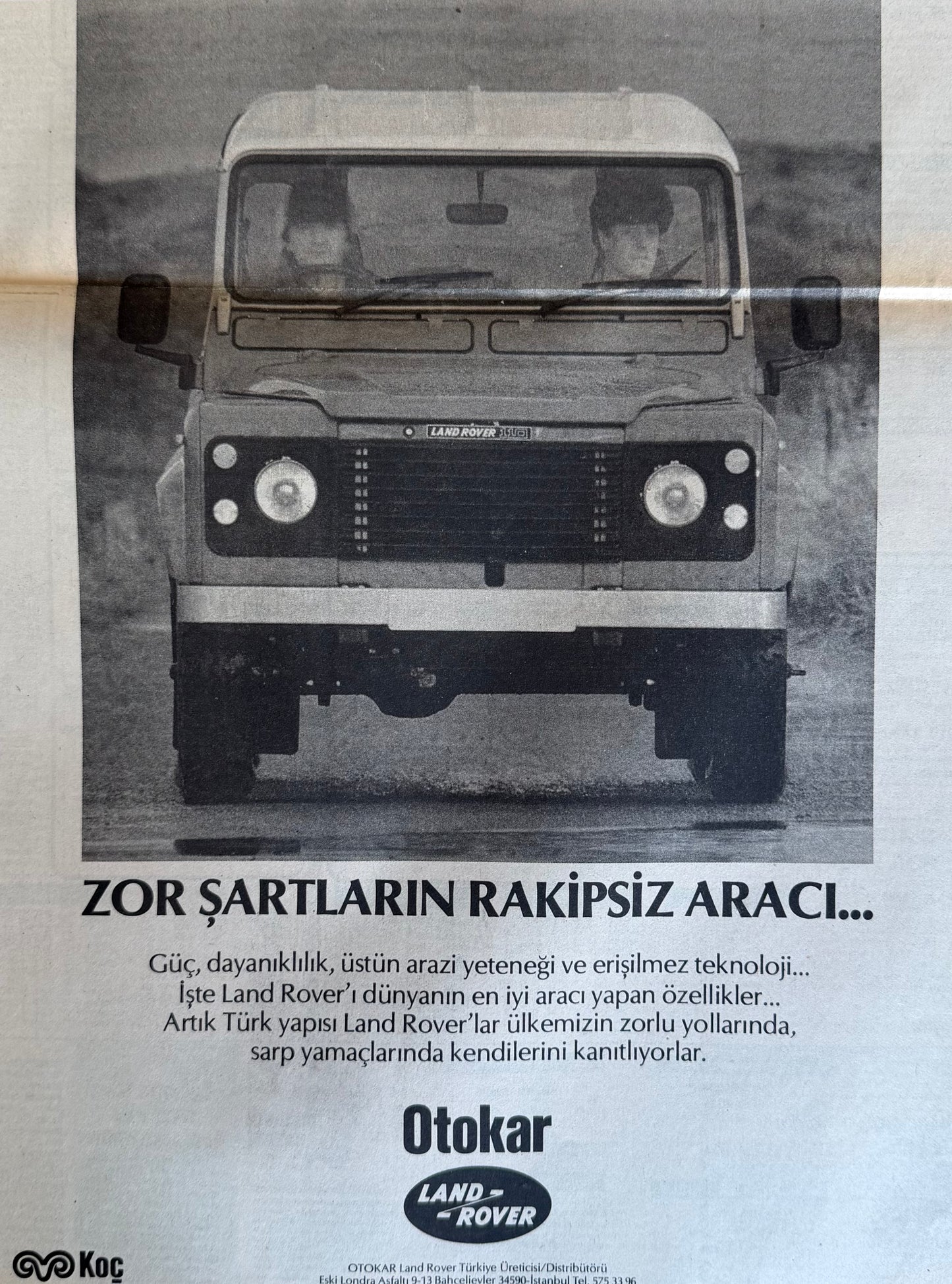 Otokar Land Rover Defender - Orijinal Türkiye Reklam Sayfasıdır (Sonradan Baskı Değildir).