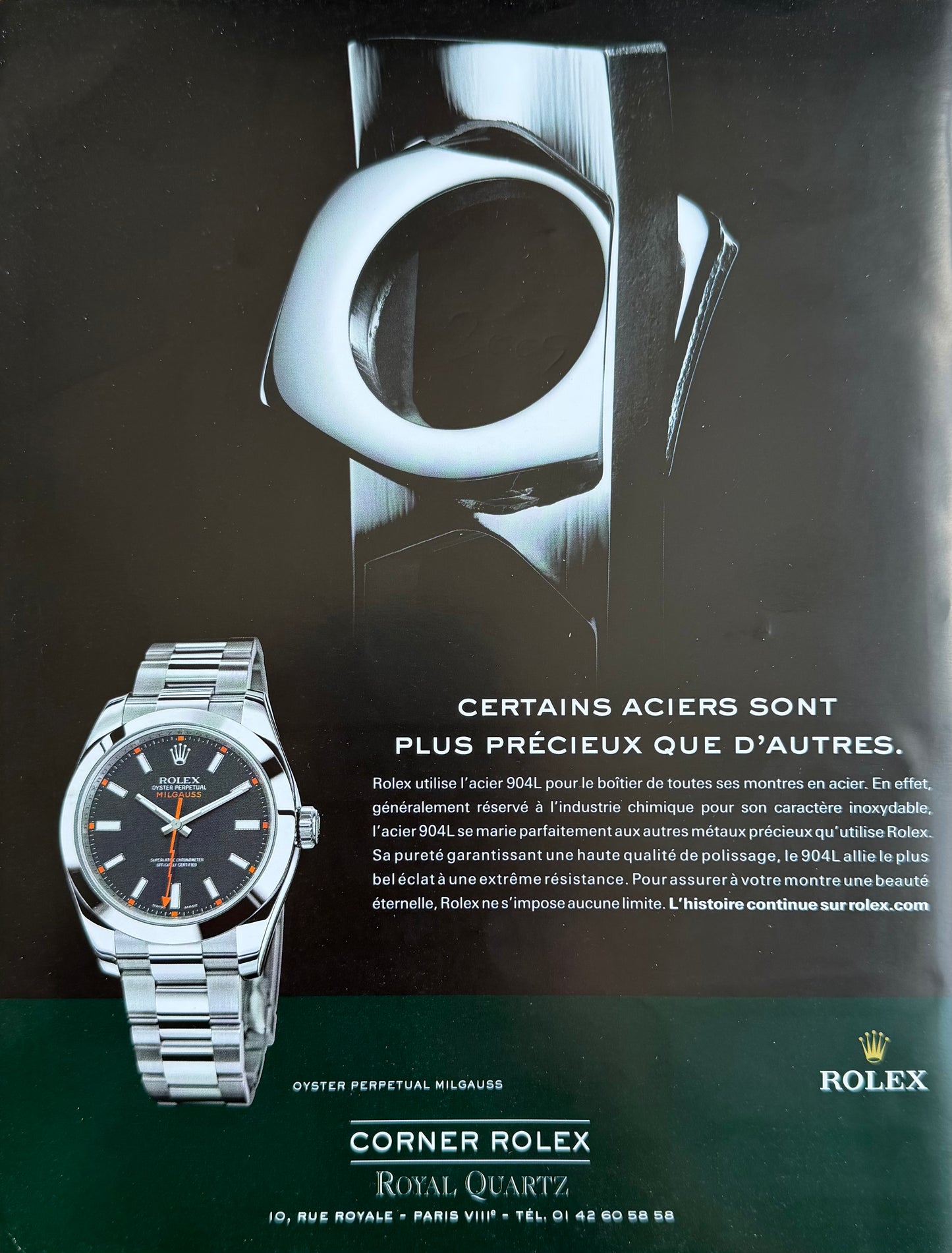 Rolex Oyster Perpetual Milgauss – Orijinal Dönem Reklam Sayfasıdır (Sonradan Baskı Değildir).