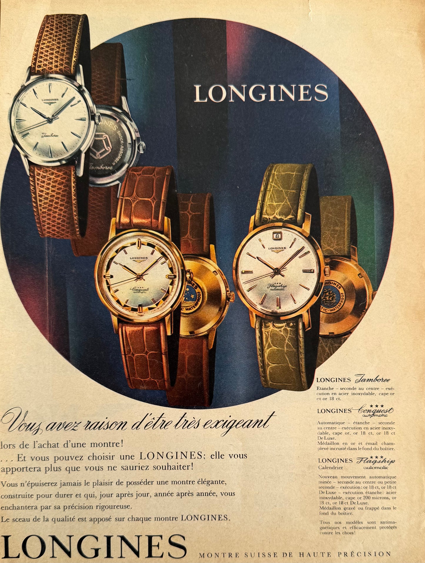 Longines Koleksiyonu “Zamansız Zarafet” 1961 Orijinal Dönem Reklamıdır (Sonradan Baskı Değildir).