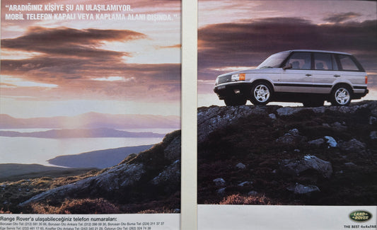 Range Rover P38 Kapsama Alanı Dışında - Orijinal Dönem Çift Sayfa Reklamı (Sonradan Baskı Değildir)
