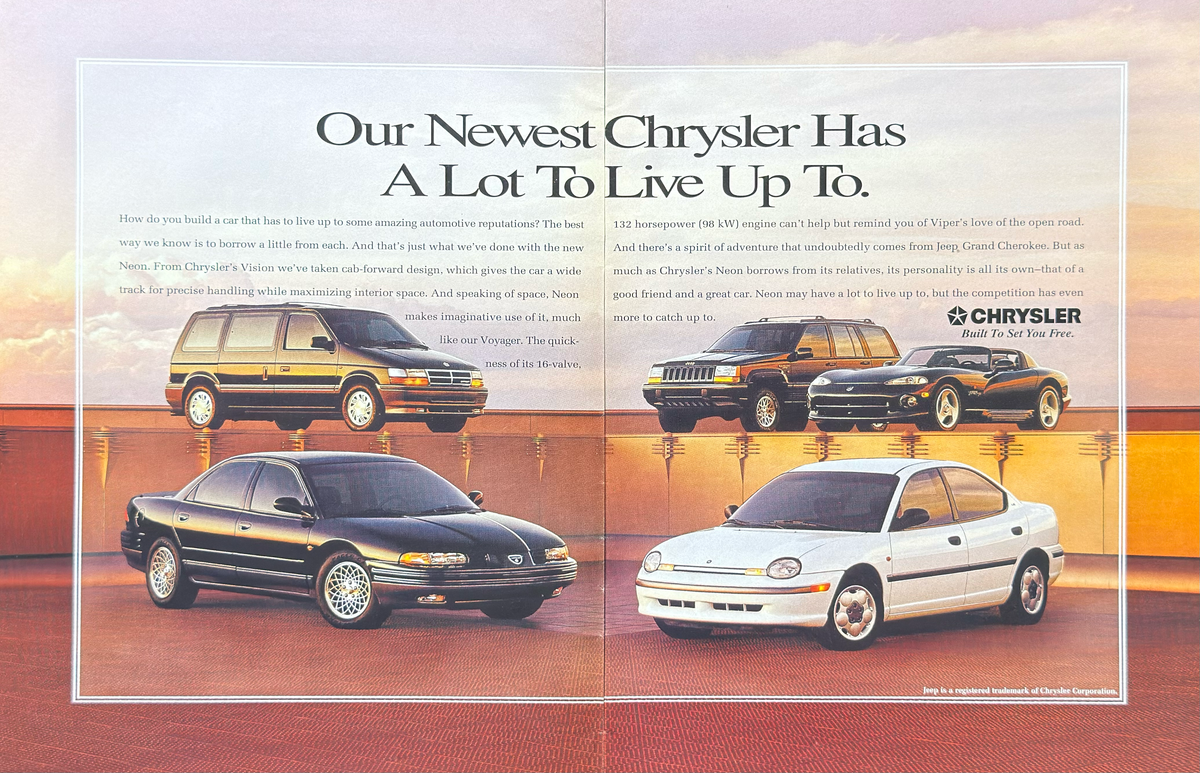 Chrysler Cars with Viper “Our Newest Chrysler" Orijinal Dönem Reklamıdır (Sonradan Baskı Değildir)
