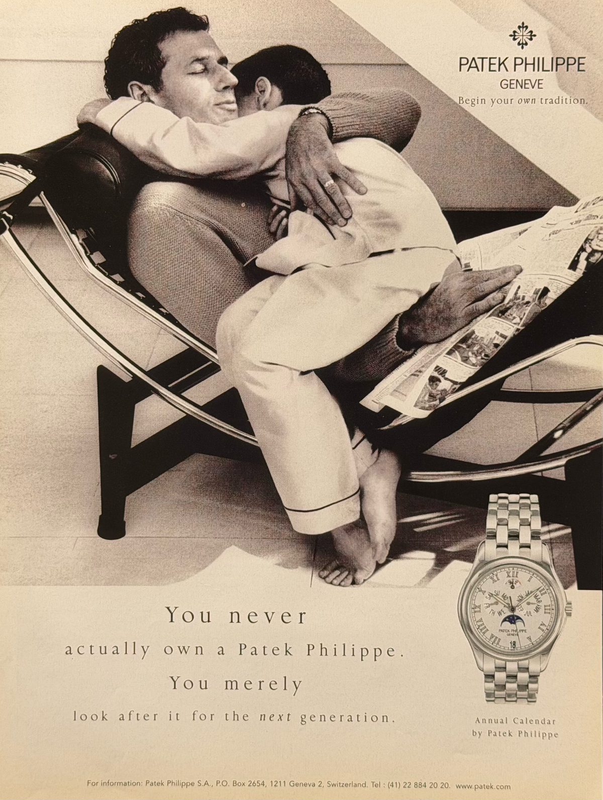 Patek Philippe Annual Calendar “Begin Your Own Tradition” Baba Oğul Vintage İngilizce Orijinal Dönem Reklamıdır (Sonradan Baskı Değildir)