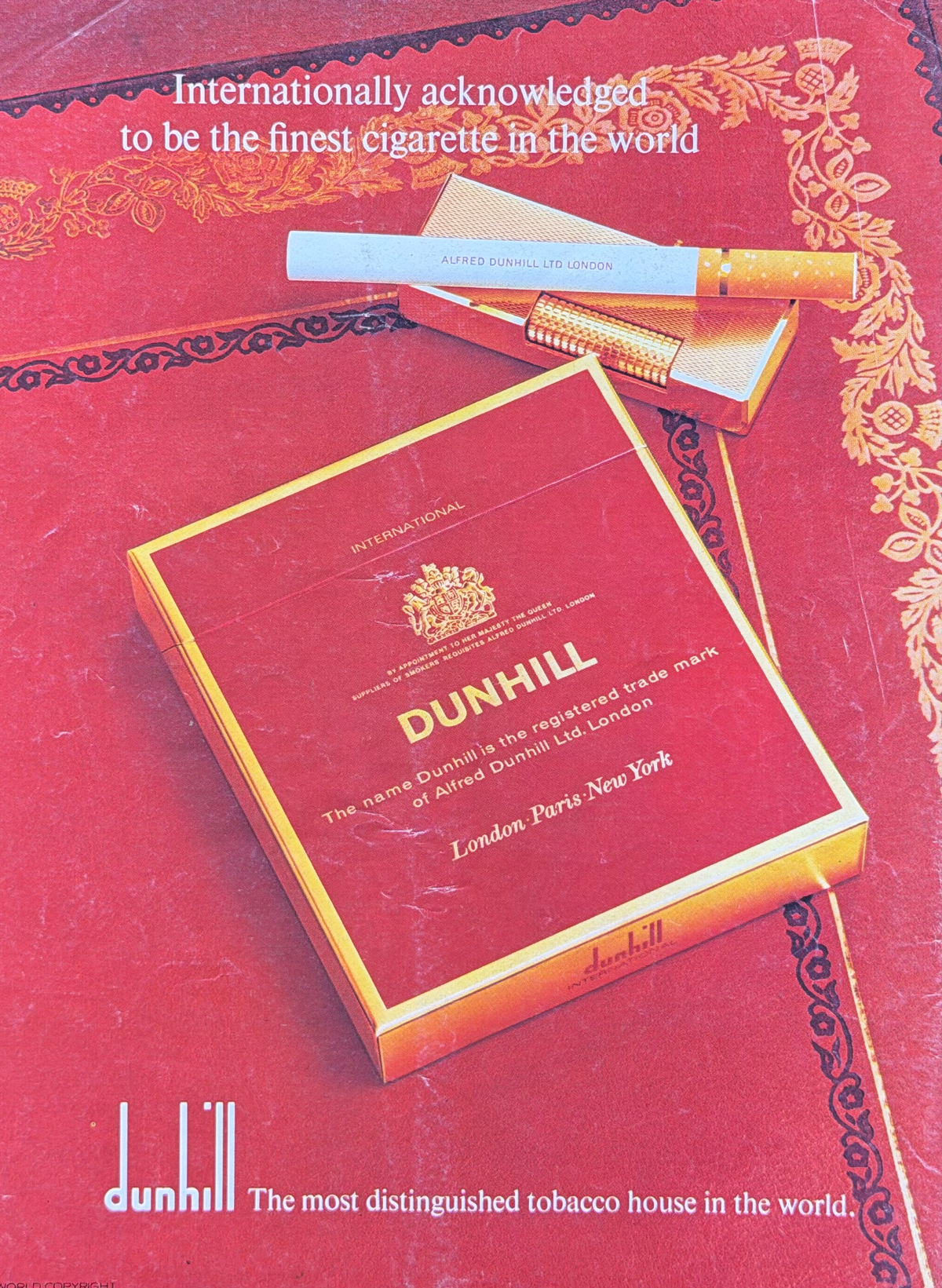 Dunhill International Vintage İngilizce Orijinal Dönem Reklamıdır (Sonradan Baskı Değildir)