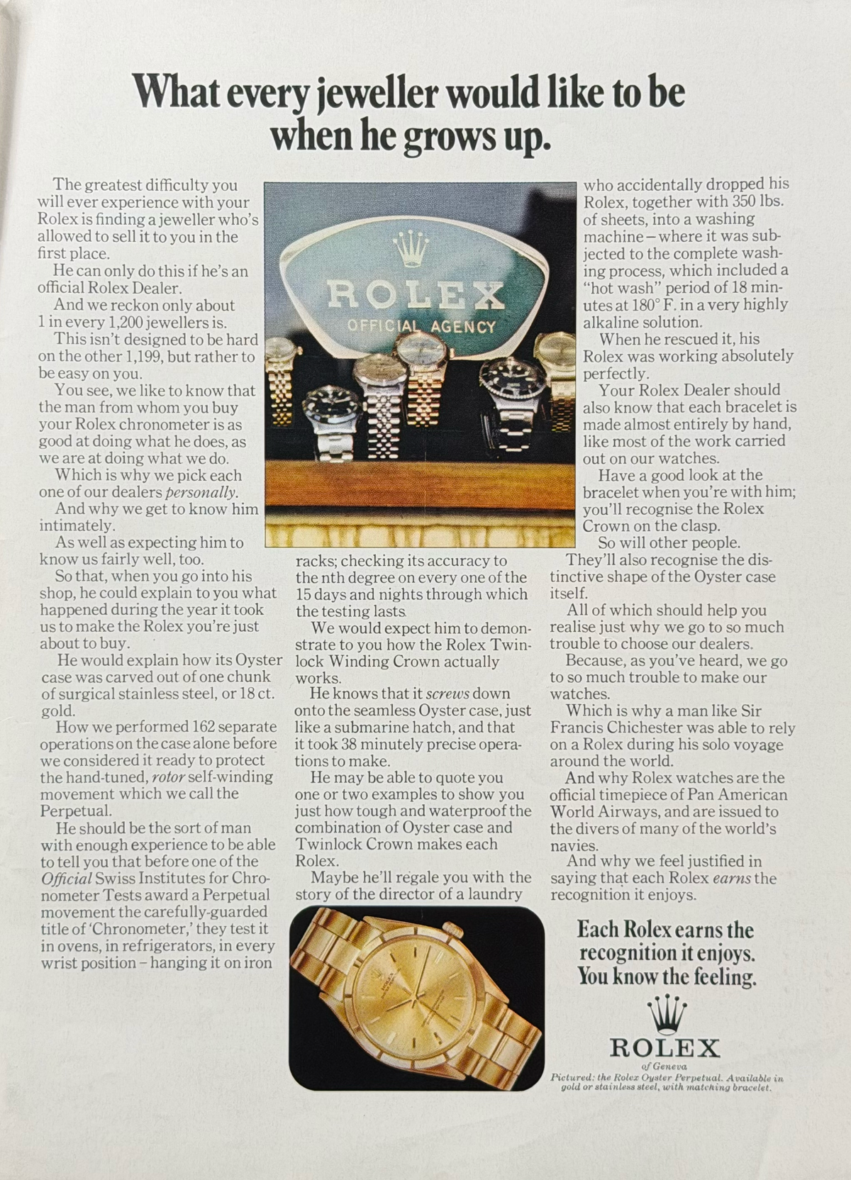 Rolex Oyster Perpetual Vintage Orijinal Dönem Reklamıdır (Sonradan Baskı Değildir)
