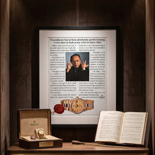 Rolex Oysterquartz Day-Date – Lorin Maazel Orijinal Dönem Reklam Sayfasıdır (Sonradan Baskı Değildir).