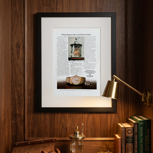 Rolex Oyster Perpetual Datejust Gold – “What Happens When You Boil an Oyster” Orijinal Dönem Reklam Sayfasıdır (Sonradan Baskı Değildir).