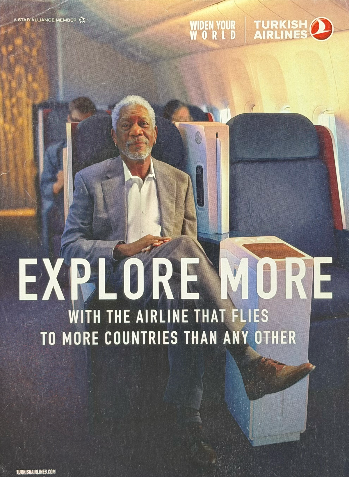 Türk Hava Yolları Morgan Freeman İngilizce Orijinal Dönem Reklamıdır (Sonradan Baskı Değildir)