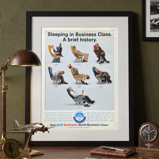 KLM & Northwest Airlines “Sleeping in Business Class” Orijinal Dönem Reklamıdır (Sonradan Baskı Değildir)