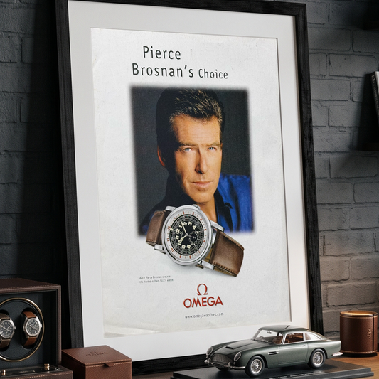 Omega 1938 Pilot’s Watch “Pierce Brosnan’s Choice” Orijinal Dönem Reklamıdır (Sonradan Baskı Değildir)