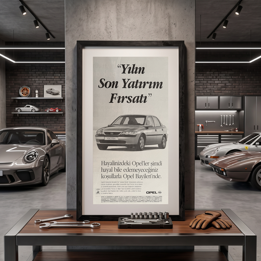 Opel Vectra “Yılın Son Yatırım Fırsatı” 1990’lar Büyük Boy Türkçe Orijinal Dönem Reklamıdır (Sonradan Baskı Değildir)