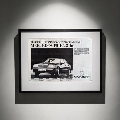 Mercedes-Benz 190E 2.3-16 Siyah-Beyaz 1985 Orijinal Türkiye Reklam Sayfasıdır (Sonradan Baskı Değildir).