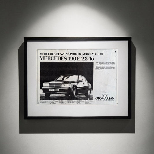 Mercedes-Benz 190E 2.3-16 Siyah-Beyaz 1985 Orijinal Türkiye Reklam Sayfasıdır (Sonradan Baskı Değildir).