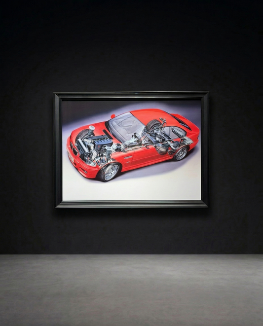 BMW E46 M3 Cutaway Illustration - Orjinal Üretici Görseli 23 Adet Sınırlı Üretim.