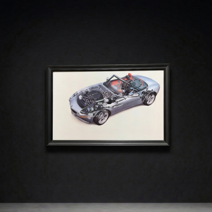 BMW Z8 Cutaway Illustration - Orjinal Üretici Görseli 23 Adet Sınırlı Üretim.