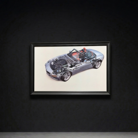 BMW Z8 Cutaway Illustration - Orjinal Üretici Görseli 23 Adet Sınırlı Üretim.