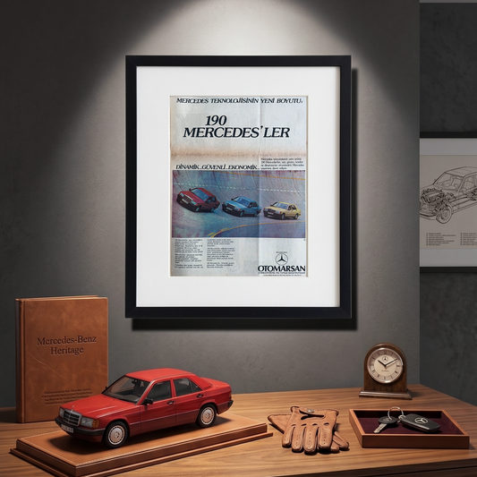 Mercedes-Benz 190 (W201) – “Mercedes Teknolojisinin Yeni Boyutu” Orijinal Türkiye Reklam Sayfasıdır (Sonradan Baskı Değildir).