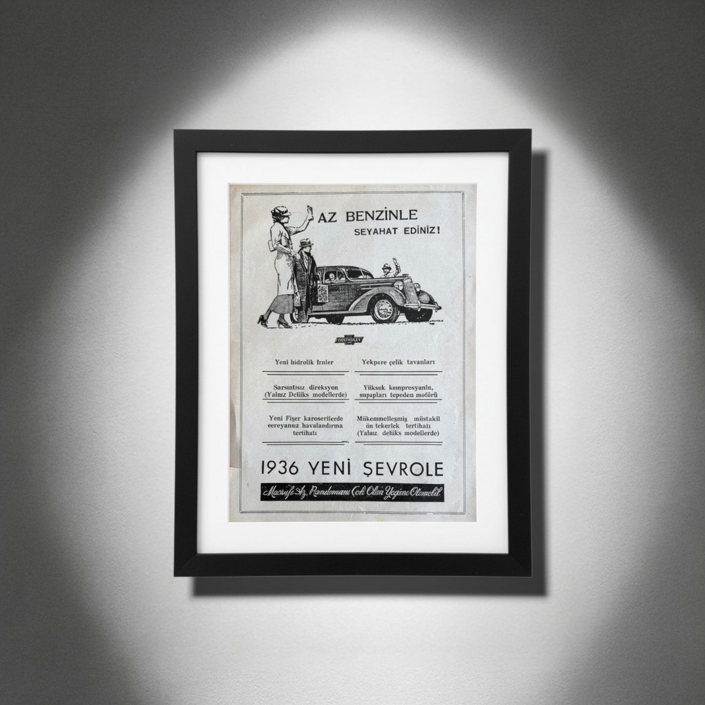Chevrolet – “Az Benzinle Seyahat Ediniz!” 1936 Orijinal Türkiye Reklam Sayfasıdır (Sonradan Baskı Değildir).