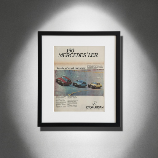 Mercedes-Benz 190 (W201) – “Mercedes Teknolojisinin Yeni Boyutu” Orijinal Türkiye Reklam Sayfasıdır (Sonradan Baskı Değildir).