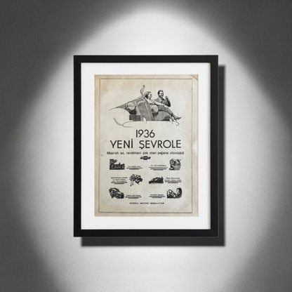 Chevrolet – 1936 “Yeni Şevrole” Orijinal Türkiye Reklam Sayfasıdır (Sonradan Baskı Değildir).