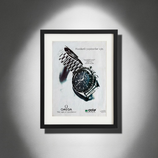 Omega Speedmaster Professional – “Hareketli Yaşayanlar İçin” Orijinal Türkiye Reklam Sayfasıdır (Sonradan Baskı Değildir).