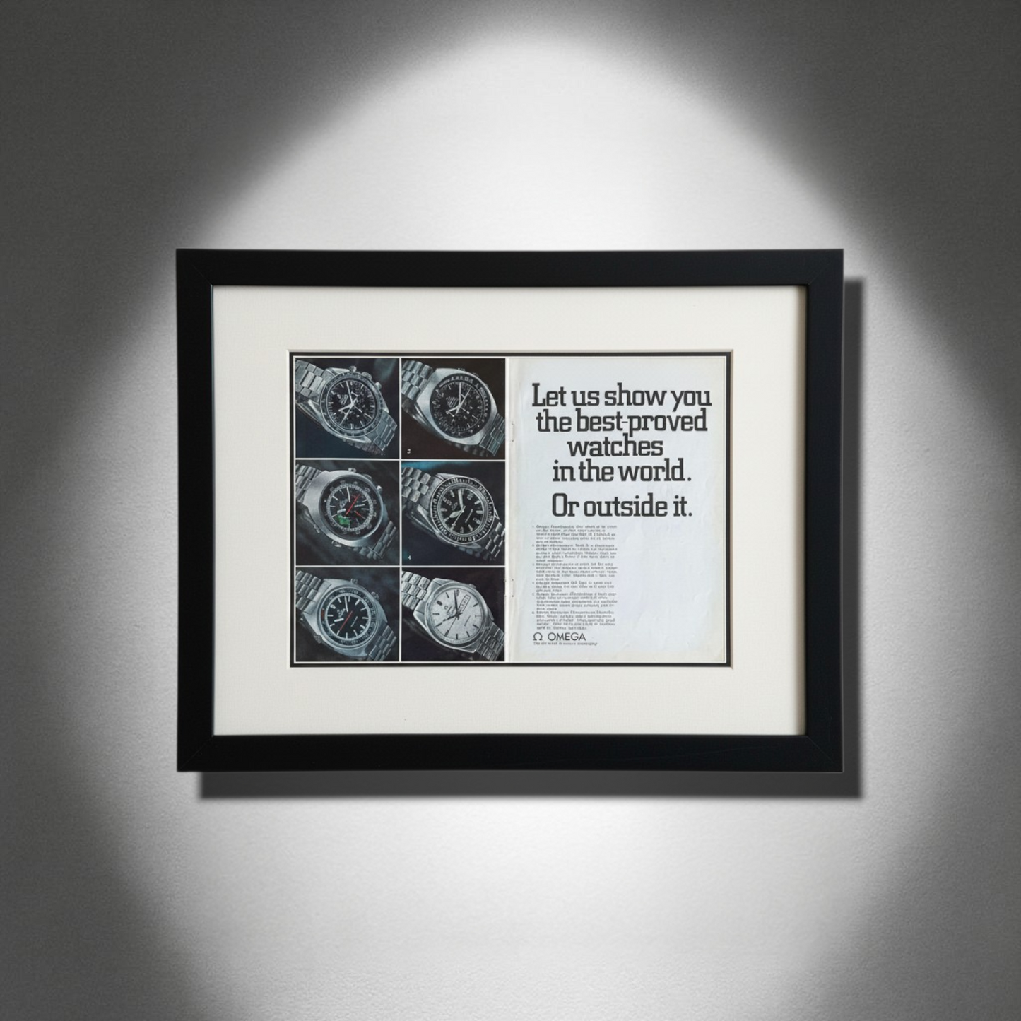 Omega – “The Best-Proved Watches in the World. Or Outside It.” Orijinal Çift Sayfa Reklamdır (Sonradan Baskı Değildir).