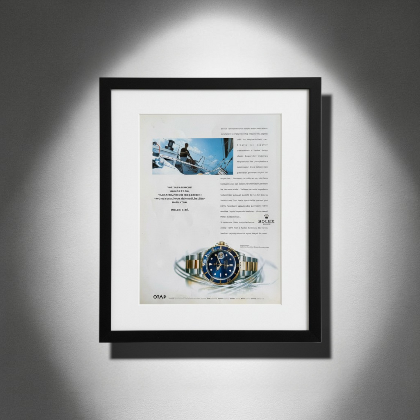 Rolex Submariner “Bluesy” – Bruce Farr Orijinal Türkiye Reklam Sayfasıdır (Sonradan Baskı Değildir).