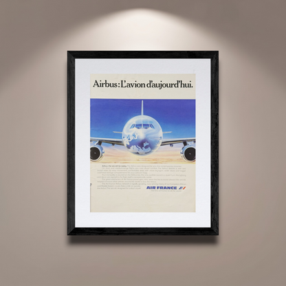 Air France Airbus A300  Vintage Fransızca ve İngilizce Orijinal Dönem Reklamıdır (Sonradan Baskı Değildir)