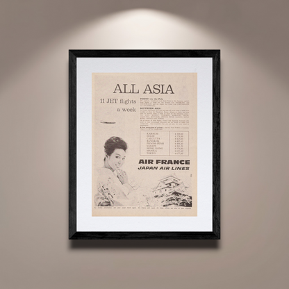Air France “All Asia” Vintage İngilizce Orijinal Dönem Reklamıdır (Sonradan Baskı Değildir)