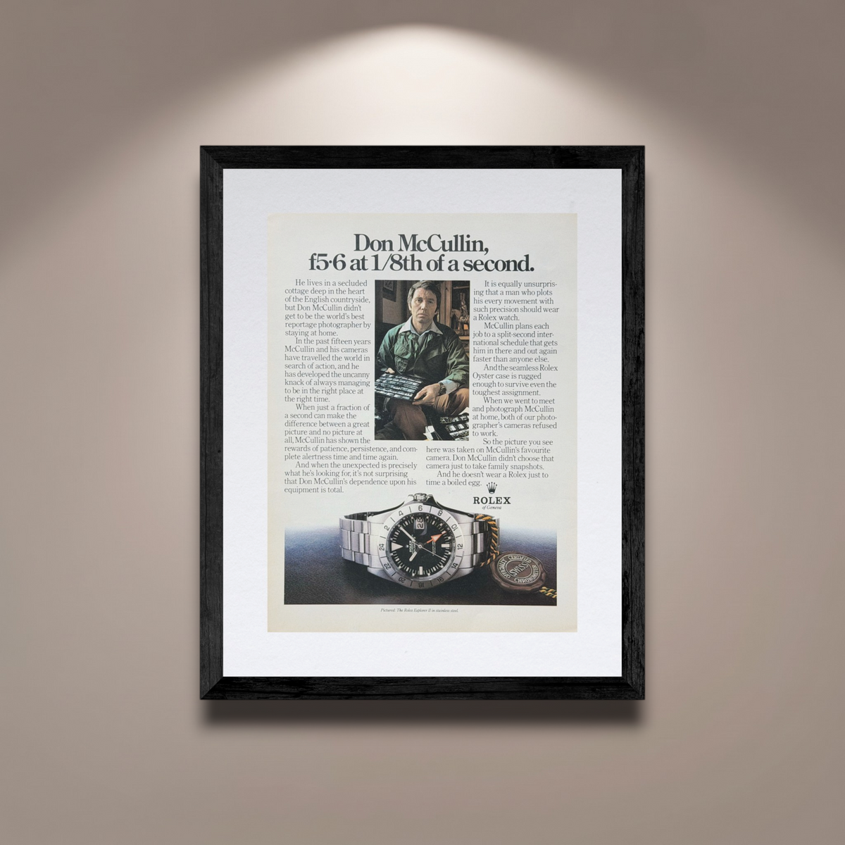 Rolex Explorer II Ref. 1655 “Steve McQueen / Freccione” & Don McCullin Vintage İngilizce Orijinal Dönem Reklamıdır (Sonradan Baskı Değildir)