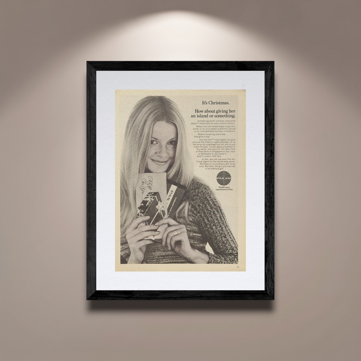 Pan Am It’s Christmas Vintage İngilizce Orijinal Dönem Reklamıdır (Sonradan Baskı Değildir)