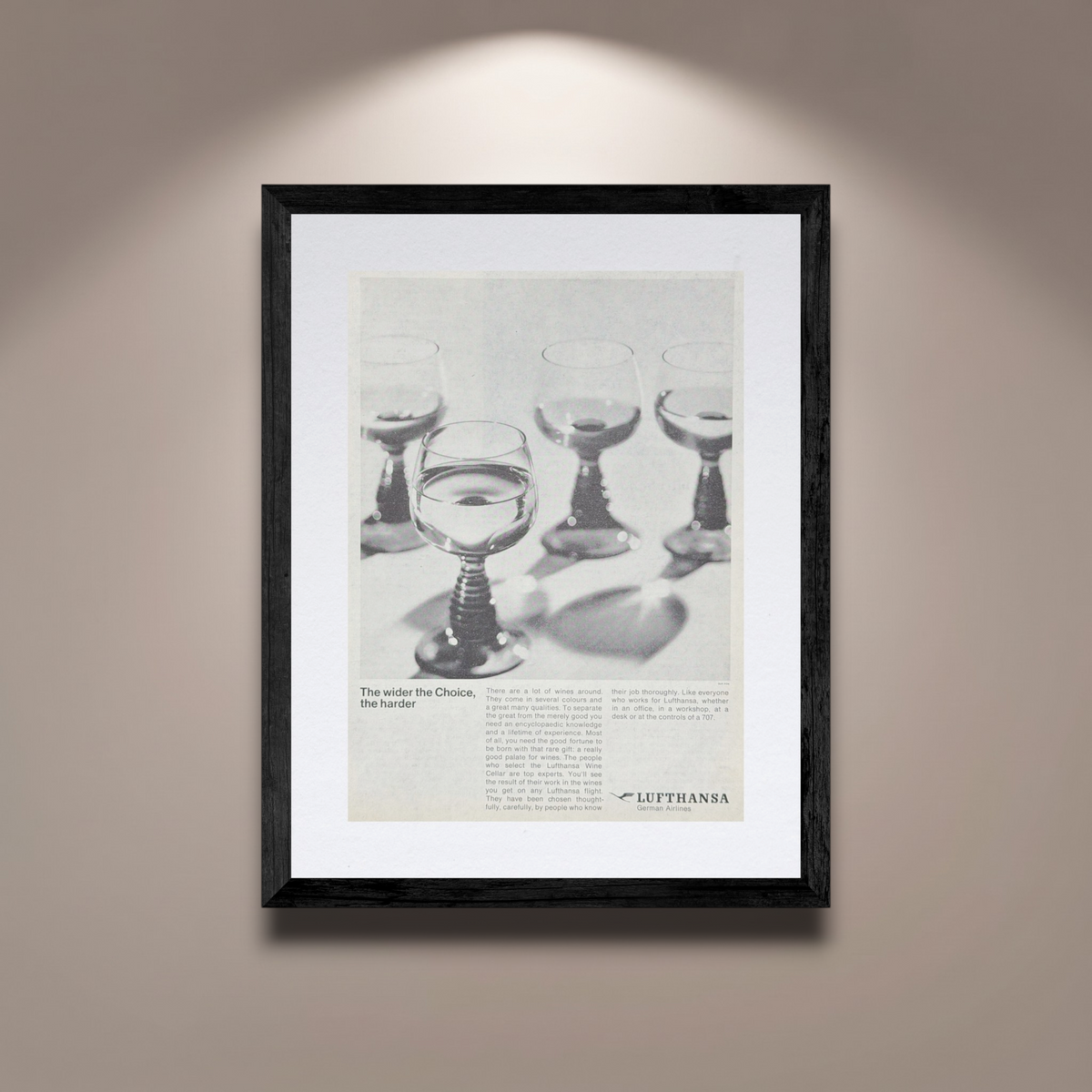 Lufthansa “The Wider the Choice” Vintage İngilizce Orijinal Dönem Reklamıdır (Sonradan Baskı Değildir)