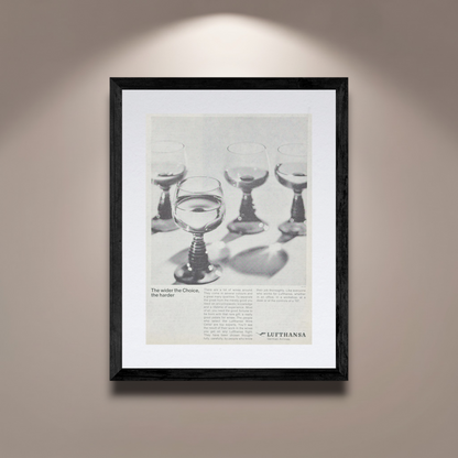 Lufthansa “The Wider the Choice” Vintage İngilizce Orijinal Dönem Reklamıdır (Sonradan Baskı Değildir)