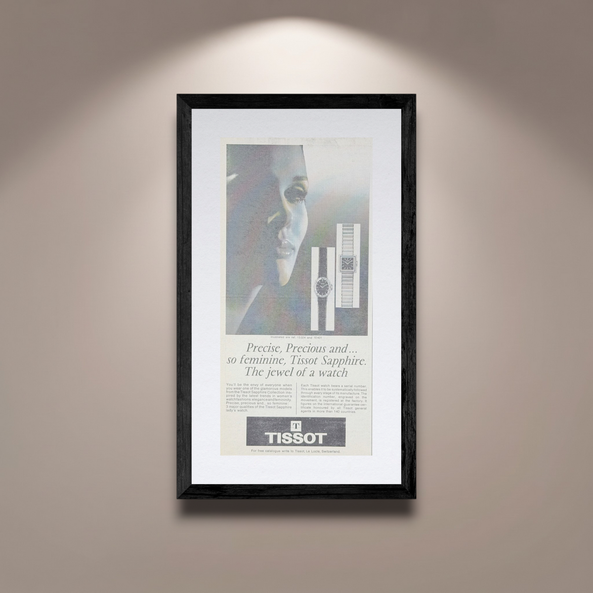 Tissot Sapphire Kadın Saatleri Vintage İngilizce Orijinal Dönem Reklamıdır (Sonradan Baskı Değildir)