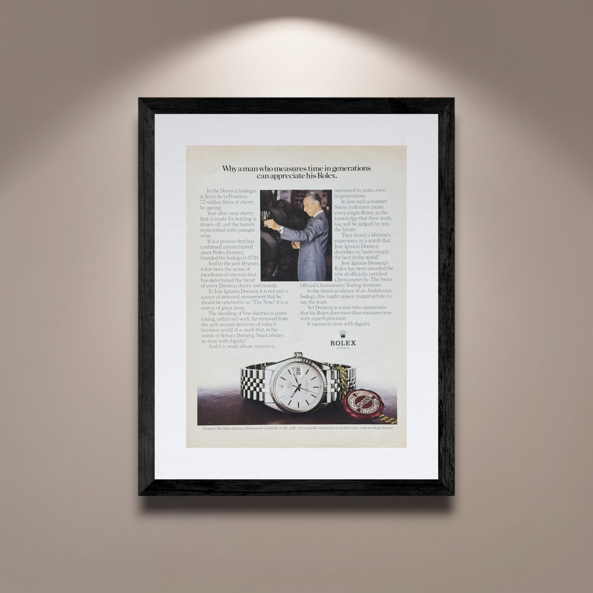Rolex Datejust José Ignacio Domecq Vintage Orijinal Dönem Reklamıdır (Sonradan Baskı Değildir)
