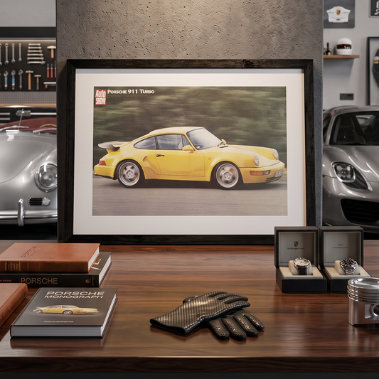 Porsche 911 Turbo (964) Auto Show 1990’lar Orijinal Dönem Çift Sayfa Posteridir (Sonradan Baskı Değildir)