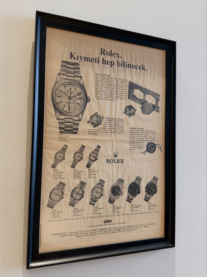 Türkiye gazete arşivinden Rolex 1990'lar. Orijinal Dönem Reklamıdır (Sonradan Baskı Değildir)