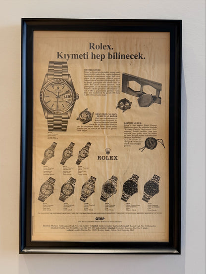 Türkiye gazete arşivinden Rolex 1990'lar. Orijinal Dönem Reklamıdır (Sonradan Baskı Değildir)
