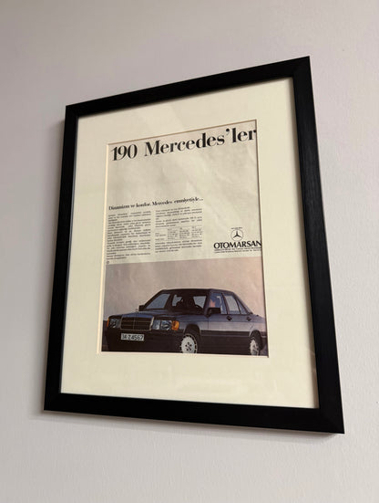 Mercedes W201 - 190 Mercedes'ler. Orijinal Türkiye Dönem Reklamıdır (Sonradan Baskı Değildir)