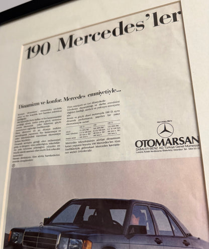 Mercedes W201 - 190 Mercedes'ler. Orijinal Türkiye Dönem Reklamıdır (Sonradan Baskı Değildir)