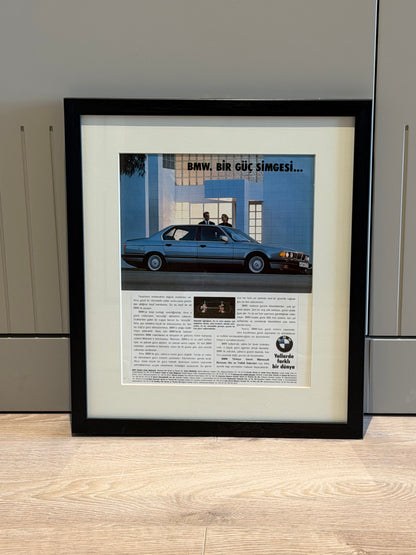 BMW E32 7 Serisi. Bir güç simgesi. Orijinal Türkiye Dönem Reklamıdır (Sonradan Baskı Değildir)