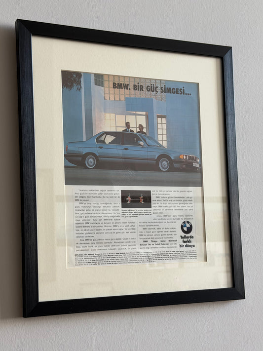 BMW E32 7 Serisi. Bir güç simgesi. Orijinal Türkiye Dönem Reklamıdır (Sonradan Baskı Değildir)