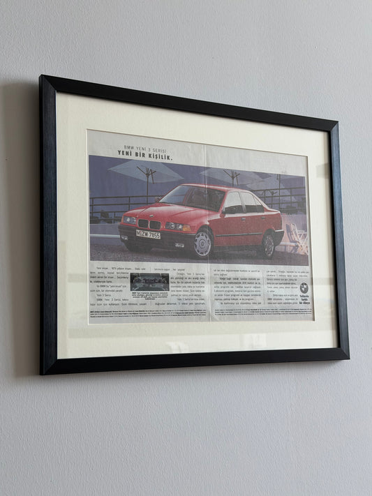 BMW E36 3 Serisi Orijinal Türkiye Lansmanı Neo-Vintage Orijinal Dönem Reklamıdır (Sonradan Baskı Değildir)