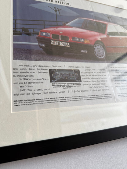 BMW E36 3 Serisi Orijinal Türkiye Lansmanı Neo-Vintage Orijinal Dönem Reklamıdır (Sonradan Baskı Değildir)