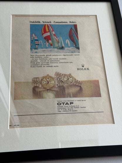 Rolex-Otap Orijinal Türkiye Vintage Dönem Reklamıdır (Sonradan Baskı Değildir)