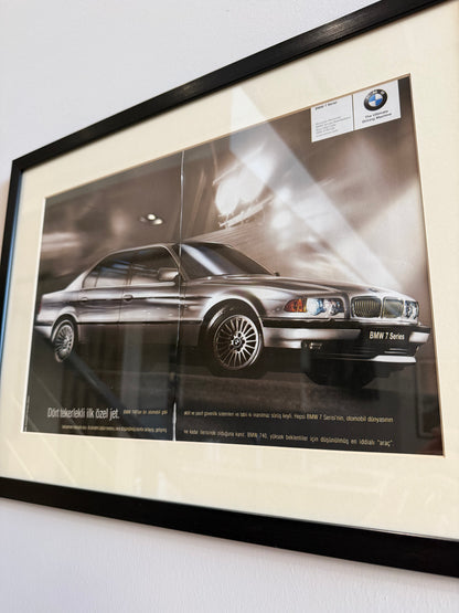 BMW E38 7 Serisi. Dört tekerlekli ilk özel jet. Orijinal Türkiye Dönem Reklamıdır (Sonradan Baskı Değildir)