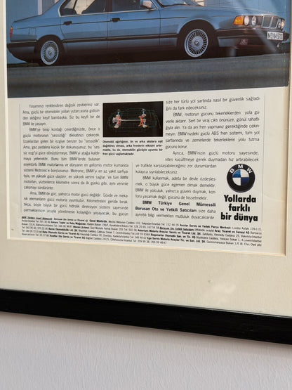 BMW E32 7 Serisi. Bir güç simgesi. Orijinal Türkiye Dönem Reklamıdır (Sonradan Baskı Değildir)